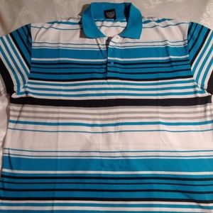 Men's Blue & White Striped Polo | 4XL